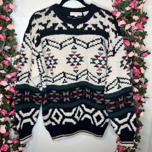 Wynnebrooke Shetland Wool Nordic Fair Isle Grandpa Sweater Oversized Medium 🌹